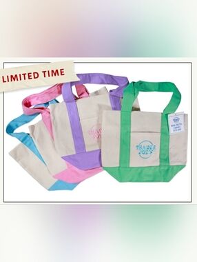 Set of 4 Trader Joe's Mini Pastel Canvas Totes